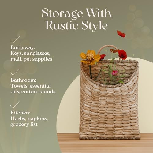 Water Hyacinth Wall Hanging Basket for Front Door, Flat Back - Image 3