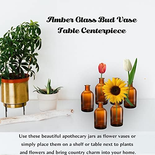 YOUEON 16 Pack Amber Glass Bud Vases, Small Bud Vases in Bulk, Glass Flower Vases for Centerpieces, Vintage Decorative Bottle Vases for Flowers, Home Decor, Wedding Reception, Office - Image 6