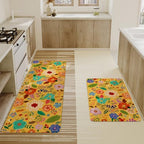 Boho Floral Kitchen Mat Set of 2,Modern Farmhouse Flowers Kitchen Rugs and Mats Non Skid Washable,Spring Summer Bohemian Kitchen Runner Rugs with Rubber Backing (Yellow 17"x47"+17"x30") - Image 4