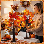 Baquler 2 Pcs Fall LED Lighted Birch Trees 24 in, Autumn Tabletop Decor - Image 4