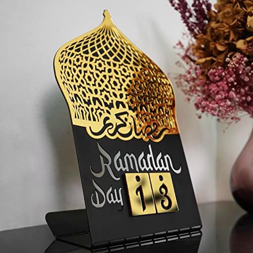 Ramadan Calendar | Days of Ramadan | Countdown to Eid | Good Deeds Calendar | Ramadan Eid Decoration | Gift for Muslims | Table Decor | (Gold) - Image 2