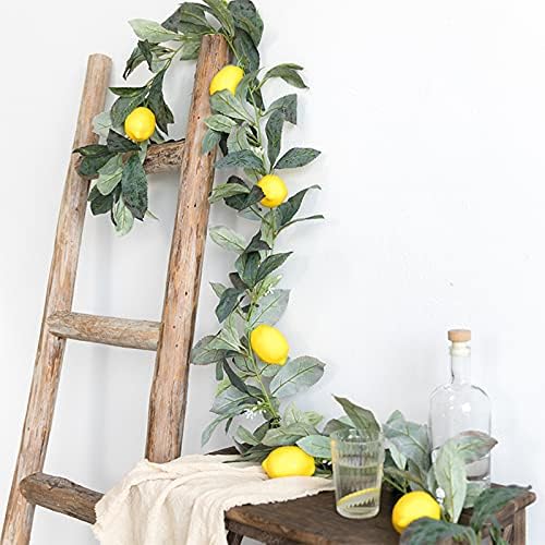IUIBMI 6 Feet Artificial Lemon Garlands Spring Fruit Garland with Lemons Artificial Lemons Vines Garland for Front Door Home Kitchen Party Wedding Decor, Yellow, 1.85m/6ft - Image 2