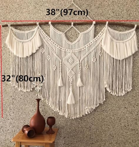 QLBUJ Large Macrame Wall Hanging Natural Driftwood Macrame Tapestry Above Headboard Boho Home Decor for Bedroom Living Room Apartment Wedding Party,38" W X 32" L - Image 2