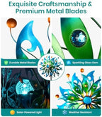 87" Large Solar Wind Spinners Outdoor, Peacock Metal Garden Decor - Image 5