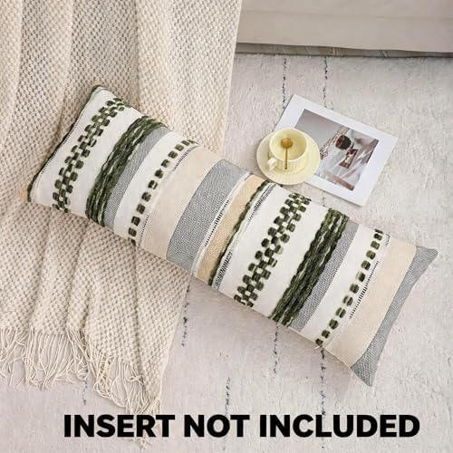 Dark Green Boho Lumbar Throw Pillow Cover 14x36 - Image 4