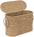 efluky Toilet Paper Storage Basket, Paper Rope Slim Toilet Paper Holder with Lid- Holds Up to 9 Mega Rolls, Home Bathroom Decor Organizer by efluky