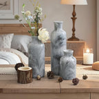 YMXYJM Resin 3 Piece Decorative Vase Set, Grey Farmhouse Home Decor - Image 2