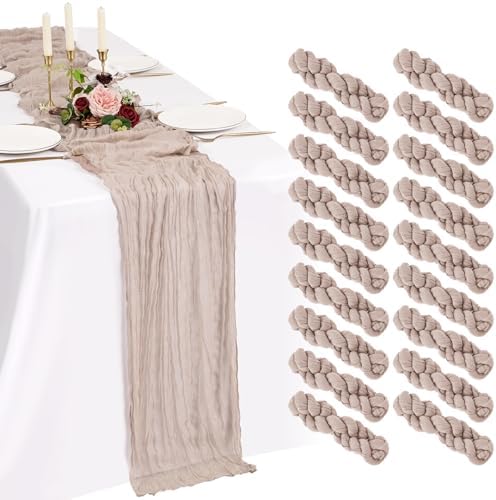 18 Pack Cheesecloth Table Runner 10FT Rosy Brown Table Runner Boho Gauze Cheese Cloth Table Runners Long Rustic Sheer Table Decorations for Wedding Party Baby Bridal Shower Birthday Holiday Home by Showgeous