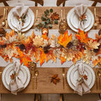 6 FT Lighted Fall Garland with Lights & Timer, Fall Decor Lush Autumn Leaves with Pumpkins, Berries & Pinecones, Pre-Lit Thanksgiving Decorations for Home, Fireplace Mantel & Porch - Image 6