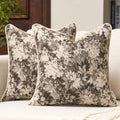 FANAMI Vintage Floral Throw Pillow Covers 18x18 Set of 2 Boho Farmhouse Accent Pillowcase Neutral Modern Chenille Square Decorative Cushion Covers for Couch Sofa Bed Living Room Home Decor, Grey by Fanami