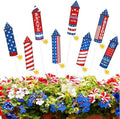 8 Pcs 4th of July Metal Firework Garden Stakes, American Flag Yard Sign, Patriotic Independence Day Memorial Day Decor for Outdoor Lawn, Yard, Garden, Walkway (Rockets) by clothmile