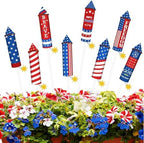 8 Pcs 4th of July Metal Firework Garden Stakes, American Flag Yard Sign, Patriotic Independence Day Memorial Day Decor for Outdoor Lawn, Yard, Garden, Walkway (Rockets) by clothmile