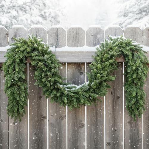 Lyrow 1 Pcs 15 ft Deluxe Thick Christmas Pine Garland Faux Greenery Garland by Lyrow