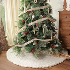 48 inch Christmas Tree Skirt: Chunky Knit Tree Skirt for 7.5ft Tree, Crochet Cream White Tree Skirt, Vintage Tree Skirts, Rustic Farmhouse Christmas Decorations - Image 6