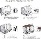 Wall Hanging Baskets 2 Pack Wooden Top Floating Wire Shelves (Large) - Image 4