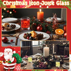 Skylety 2 Pcs Christmas Icon Juice Glasses Xmas Drinking Cups Old Fashioned Stemless Wine Glasses 13.5 oz Whiskey Cocktail Coffee Mugs for Christmas Party Gift Decor - Image 4