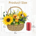 Sunflowers Artificial Flowers, Spring/Summer Flower Centerpieces for Tables Silk Flower Arrangements with Woven Basket Fake Sunflowers with Daisy & Lavender Dinner Table Centerpiece for Indoor Outdoor - Image 2