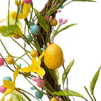 Glitzhome 24.8”H Easter Bunny Spring Wreath with Ribbon Bow Easter Eggs for Front Door Wall Decoration Easter Rabbit Garland with Colored Eggs Berries Wall Front Door Easter Decoration - Image 6