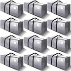 VELVETSURE 12 Pack Heavy Duty Extra Large Moving Bags W/Backpack Straps - Strong Handles & Zippers, Storage Totes For Space Saving, Fold Flat, Alternative to Moving Box and Storage Bin, Silver by VELVETSURE