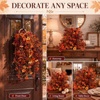 Riceshoot 7 Pcs Fall Hanging Basket Wreath for Front Door Outdoor - Image 6