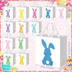 Wesnoy 48 Pcs Easter Gift Bag with Handle Bulk Non Woven Bunny Bags Reusable Easter Spring Bunny Tote Bag Rabbit Candy Basket Container for Gift Wrapping Egg Hunt Party Favor, 11.4 x 10.6 x 4.7 Inch - Image 2