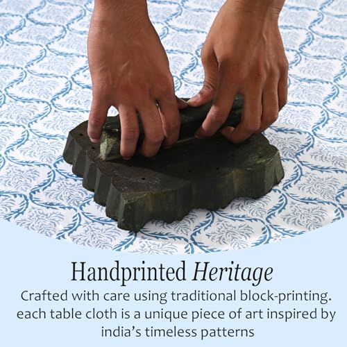 CPC Indigo Regal Tablecloth 100% Cotton 72x160 Inch Indian Block Print Rectangle Table Cover, Table Cloth for Gifting in Weddings, Halloween, Fall, Christmas, Thanksgiving - Image 5