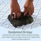 CPC Indigo Regal Tablecloth 100% Cotton 60x90 Inch Indian Block Print Rectangle Table Cover, Table Cloth for Gifting in Weddings, Halloween, Fall, Christmas, Thanksgiving - Image 5