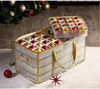 ZOBER Christmas Ornament Storage Box Plastic - Stores 128 3" Ornaments with Individual Trays - Ornament Organizer Storage Box, Durable Christmas Containers Holder - Gold - Image 2