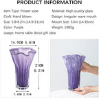 8'' Blown Glass Flower Vase, Decorative Modern Vase Centerpieces (Purple) - Image 2