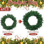 Hotop 6 Pcs Artificial Christmas Wreath for Front Door, 24 Inch - Image 2