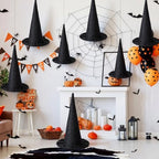 Beeveer 3 Pcs Halloween Rattan Witch Hat Decor, 14/12.2/10.2 Inch - Image 5