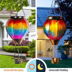 Starsoul Hot Air Balloon Solar Lantern with Candle Holder Flickering Flame Hanging Garden Light Waterproof Glass Solar Lanterns Outdoor Waterproof Decorative for Lawn Porch Tree Yard - Image 2