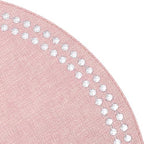 Bodrum Pearls Round Embroidered Placemats Set of 4 – 15" Elegant Table Mats for Dining, Weddings & Special Occasions, Decorative, Wipe-Clean Vinyl Placemats, Rose/White - Image 2