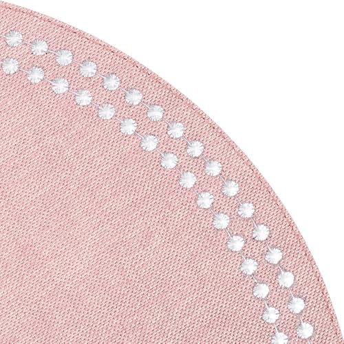 Bodrum Pearls Round Embroidered Placemats Set of 4 – 15" Elegant Table Mats for Dining, Weddings & Special Occasions, Decorative, Wipe-Clean Vinyl Placemats, Rose/White - Image 2