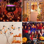 27.8Ft Fall Decor Flickering Flame String Lights Orange Halloween Lights with 25+2 Pack C7 Orange Flame Light Bulbs, Flame String Lights for Fall Halloween Decorations for Home Mantel Party Garden - Image 4