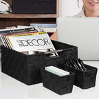 Sorbus Baskets for Organizing, 7-Piece Hand-Woven Storage Set (Black) - Image 6