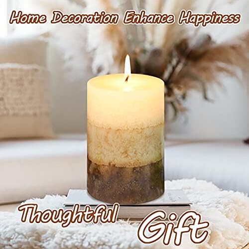 Pillar Candles Vanilla Cupcake Scented Immeiscent Aromatherapy Candle 50+ Hours Clean Burning Long Lasting Mottled Layered Candles for Home Scented SPA Restaurant Set of 3 - Image 5