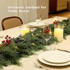 9FT Realistic Christmas Cedar Garland for Mantel, Soft Touch with Lights - Image 3