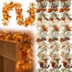 LEBALEY 3 Pack 18 FT Lighted Fall Garland for Mantel with LED Lights by Lebaley
