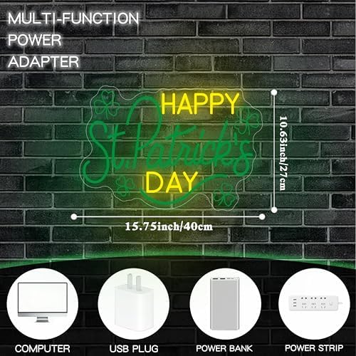 St Patricks Day Led Sign, Dimmable Led Neon Sign for Happy St Patrick's Day Decoration, Saint Patrick Day Decor for Home Office Indoor Usb Powered Light Up Sign - Image 6