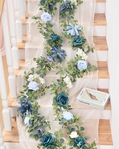 Waipfaru 8.85Ft Flower Garland, Eucalyptus Greenery Garland with Flowers - Image 3