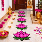Dunzy 6 Pcs Diwali Rangoli Mat Varalakshmi Pooja Decoration, Pink Lotus - Image 6