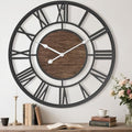 Pytha Sight 20 Inch Walnut Roman Numerals Large Wall Clocks for Living Room by Pytha+Sight
