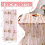 BINBE 6pcs Pink Florals Table Runner Embroidery Gauze 10FT Daisy Seasonal Tulle Birthday Wedding Holiday Kitchen Dining Table Decor for Home Party - Image 2