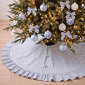 48 Inches Striped Christmas Tree Skirt Vintage Ruffle Decor, Blue by Civaner