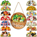 16-Piece Magnetic Interchangeable Seasonal Wooden Welcome Sign by Unknown