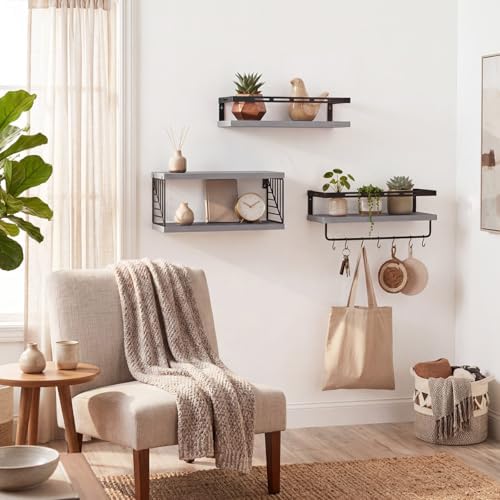 Fixwal Wall Mounted Bathroom Shelves Over Toilet (3+1 Gray) - Image 6