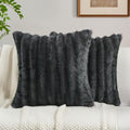 FUTEI Pack of 2 Faux Mink Fur Throw Pillow Covers 24x24 Inch, Dark Grey by FUTEI