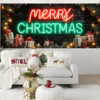 Neon Merry Christmas Garage Door Banner 7x16FT, Colorful Neon Holiday Sign for Christmas, Large Outdoor Xmas Decoration for Garage Doors - Image 5
