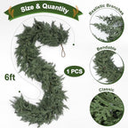Jutom 1 Pcs 6 ft Artificial Cedar Garland for Christmas - Image 2